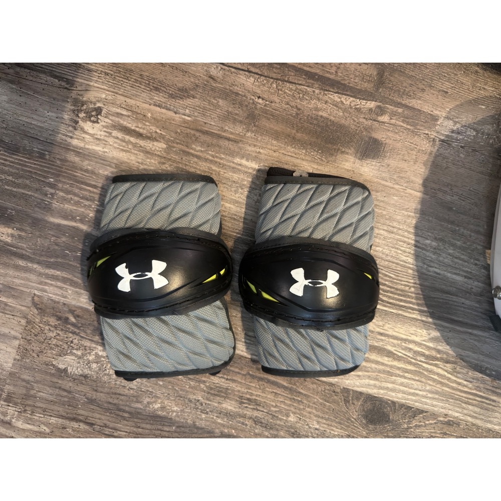 Under Armour Nexgen Lacrosse Arm Elbow Guards Gray Black Neon Yellow Size Medium